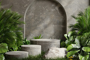 Concrete platform in tropical forest