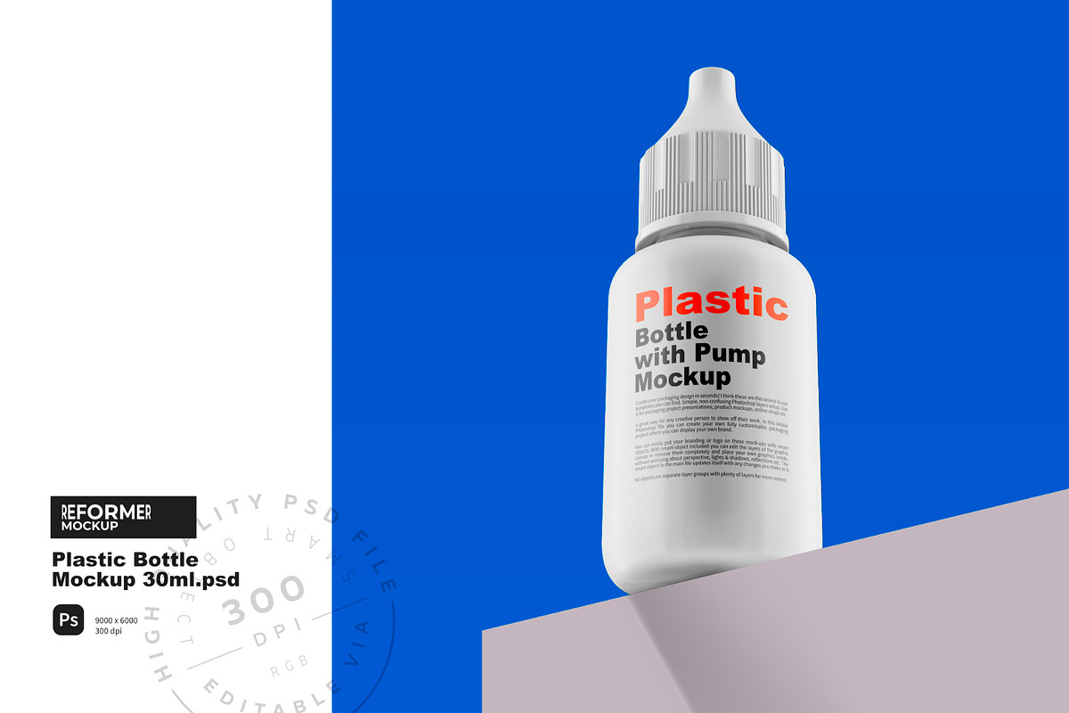 Plastic Bottle Mockup 30ml, a Packaging Mockup by Reformer Mockup (Photo 1 of 7)