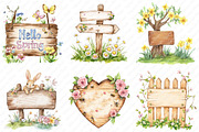 Spring Wooden Signs Clipart, an Illustration by Watercolor design (Thumbnail 4 of 12)