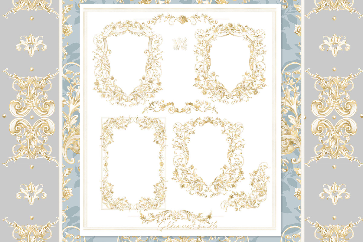 Gold Baroque crest frame png, a Decorative Illustration by WonderWonder (Photo 2 of 13)