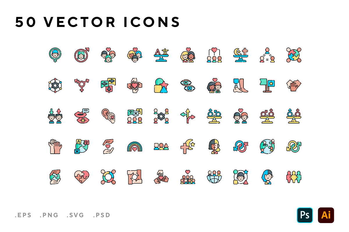 Diversity icons, an Outline Icon by Wencory (Photo 1 of 2)