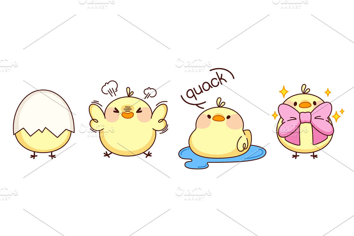 Cute chicken character in different, an Animal Illustration by art PVP - market