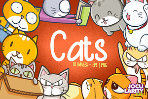 Cute Kawaii Cats Cartoon Vector