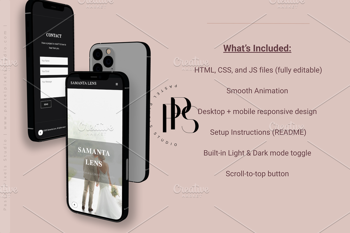 Photographer HTML Website Template, a HTML Template by Pastel Pixels Studio (Photo 3 of 3)