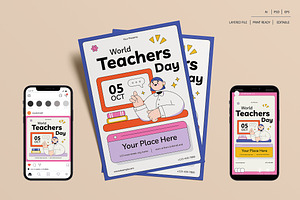 World Teachers Day Flyer Set, a Flyer Template by Siska Arista