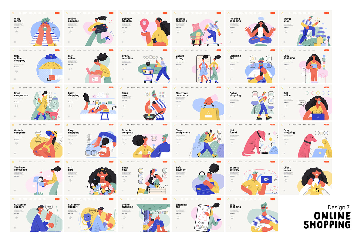 Online Shopping vector illustrations, a Templates & Theme by Grivina's shop (Photo 19 of 26)