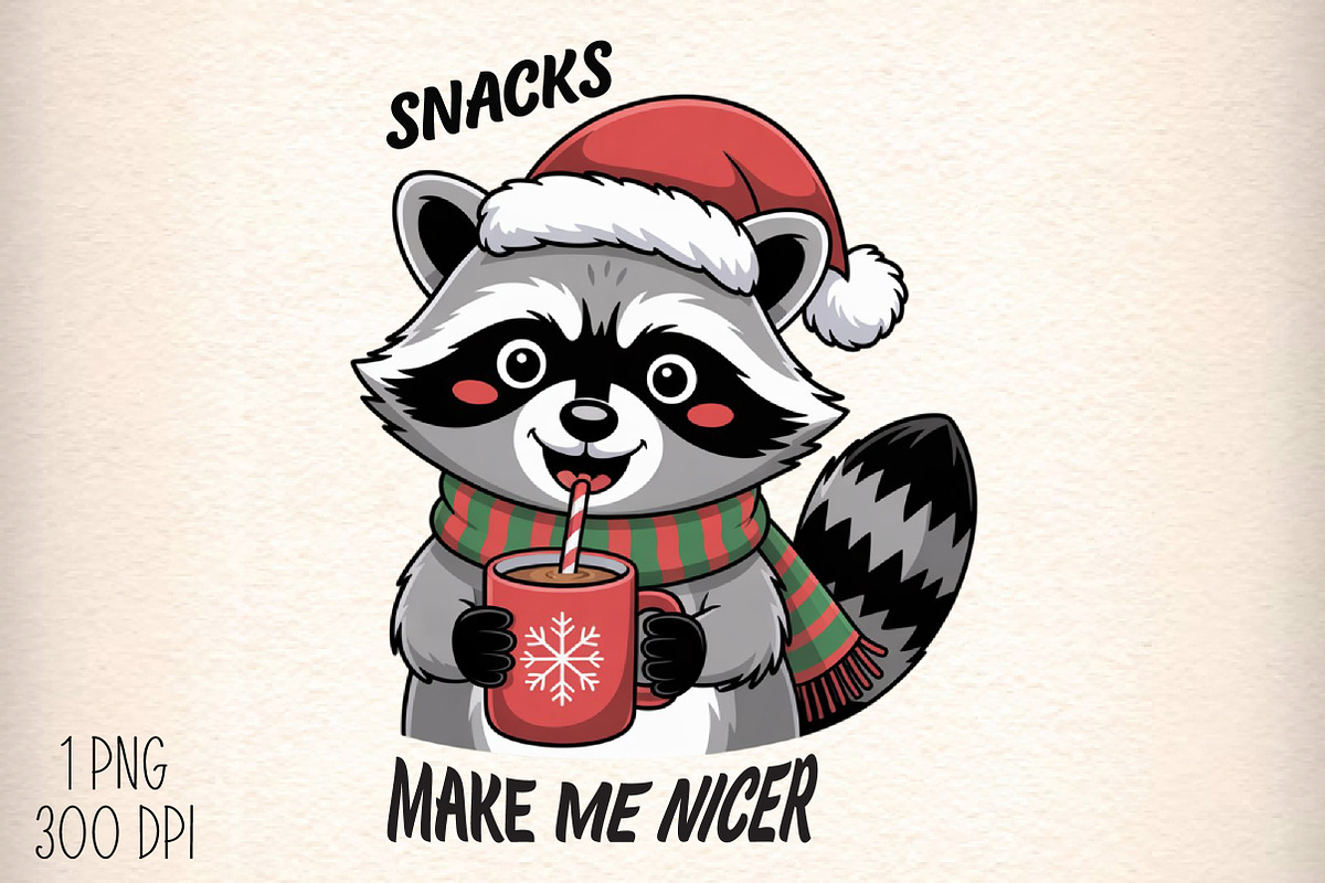 Christmas Raccoon Snacks Quote PNG, an Illustration by Daily.Designs (Photo 1 of 5)