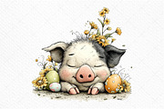 Whimsical Easter Farm Animal Clipart, an Illustration by Craft Nest (Thumbnail 9 of 11)