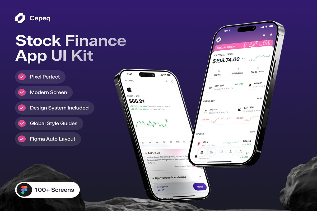 Cepeq — Stock Finance App UI Kit, an UI Kit Template by Lumina_ui_ux202 (Photo 1 of 6)