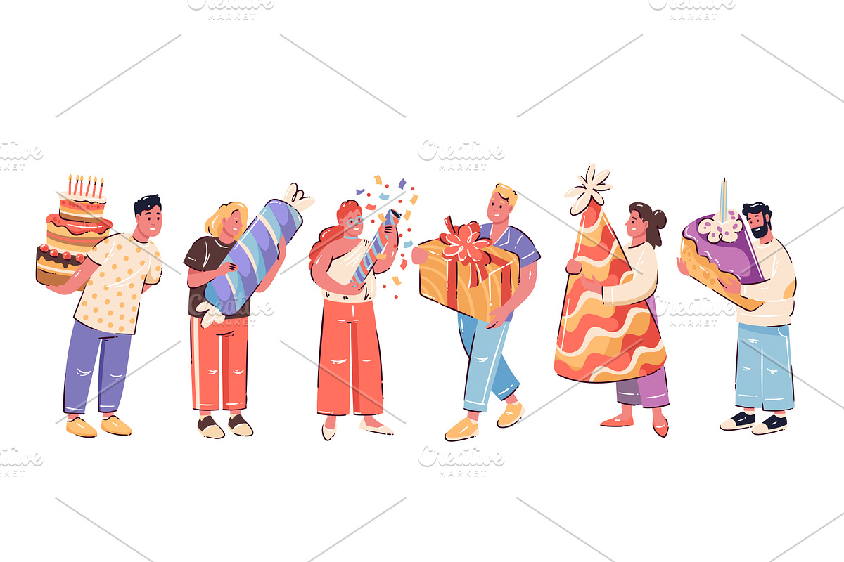 Celebration Characters Cartoon Set, an Object Illustration by VictoriaSergeeva