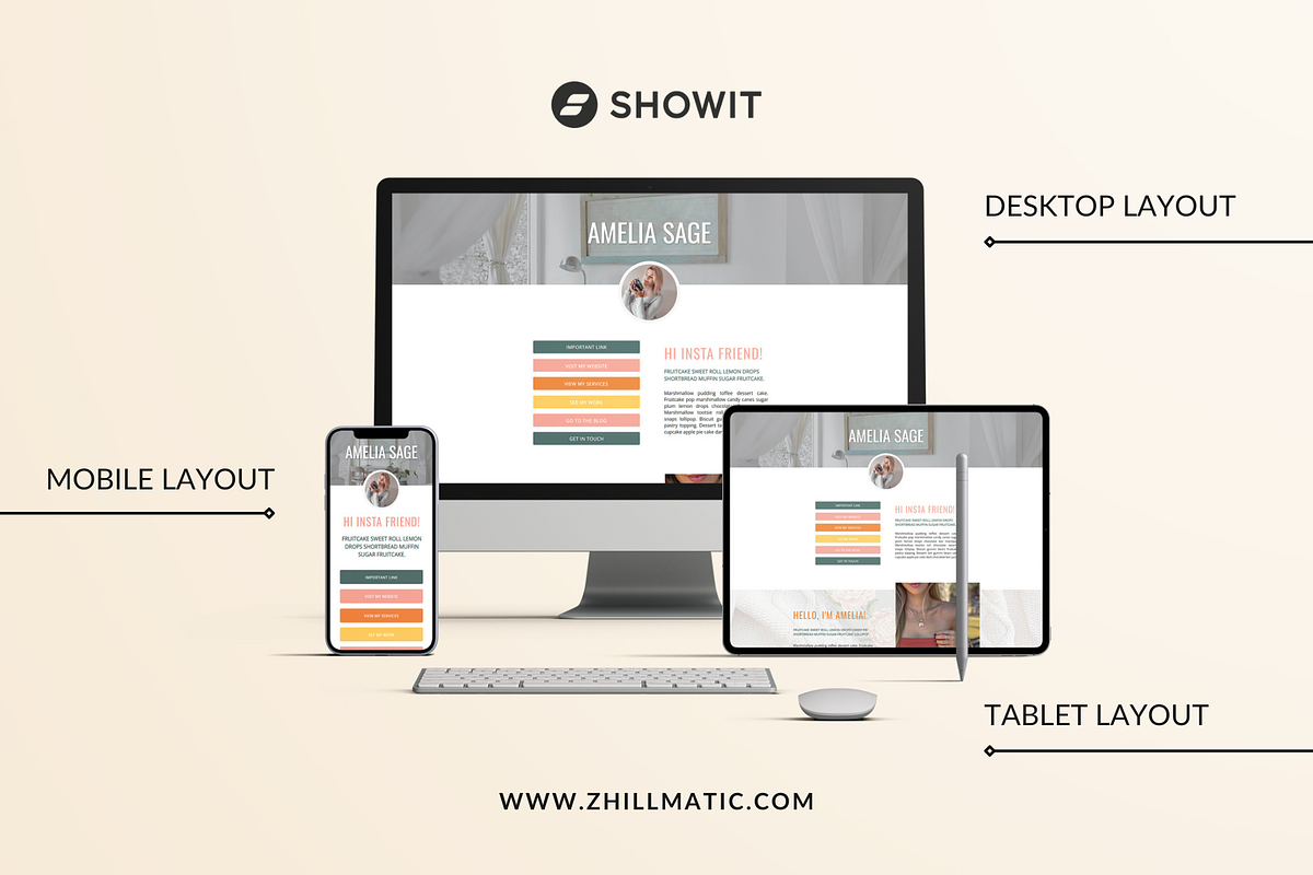 Showit Link In Bio Page Template, a Landing Page Template by Zhillmatic (Photo 3 of 6)