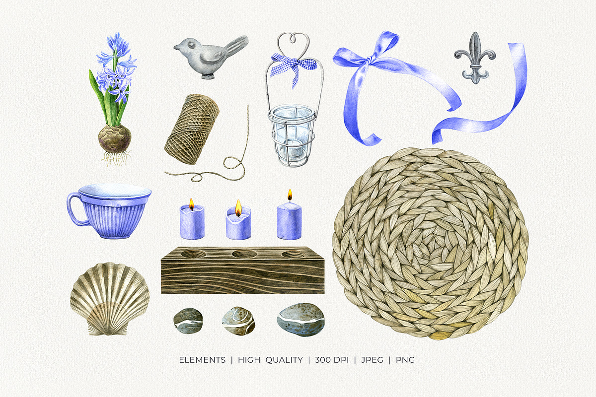 Floral Cottage Watercolor Collection, a Seasonal Illustration by YarovaArt (Photo 4 of 16)