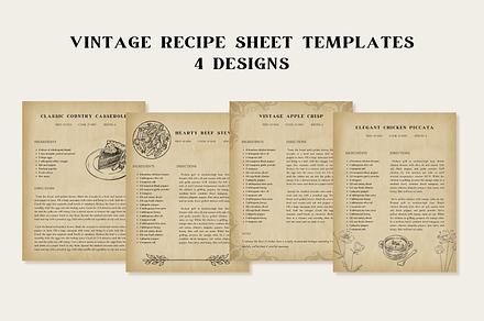 Vintage Recipe Template Canva