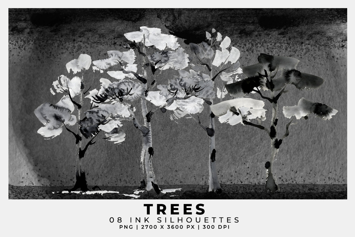 Tree Ink Silhouettes, an Object Graphic by Digital Art Creations (Photo 1 of 5)
