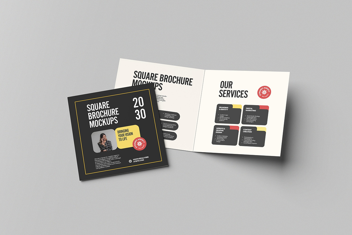 Square Brochure Mockup, a Books & Magazine Mockup by hokagata (Photo 3 of 5)