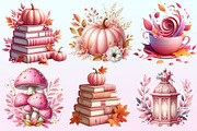 Watercolor Pink Autumn Fall Clipart, a Graphic by CitraGraphics (Thumbnail 3 of 4)