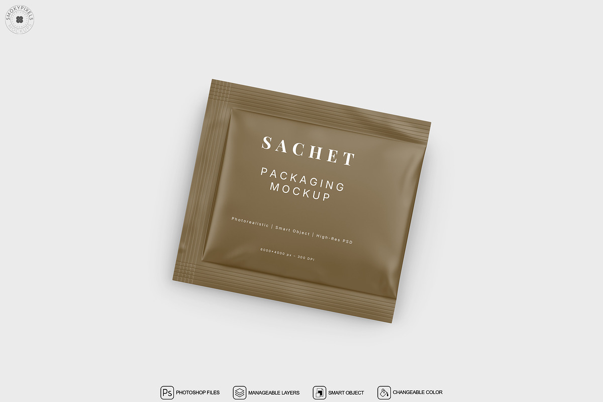 Sachet Mockups, a Packaging Mockup by SmokyPixels (Photo 2 of 6)