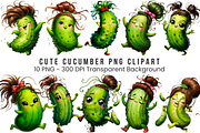 Cute Cucumber PNG Bundle, a Graphic by Clipart Bloom (Thumbnail 1 of 11)