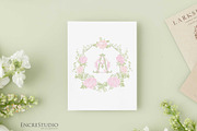 Peonies and roses wedding crest, a Decorative Illustration by Encre Studio (Thumbnail 4 of 5)
