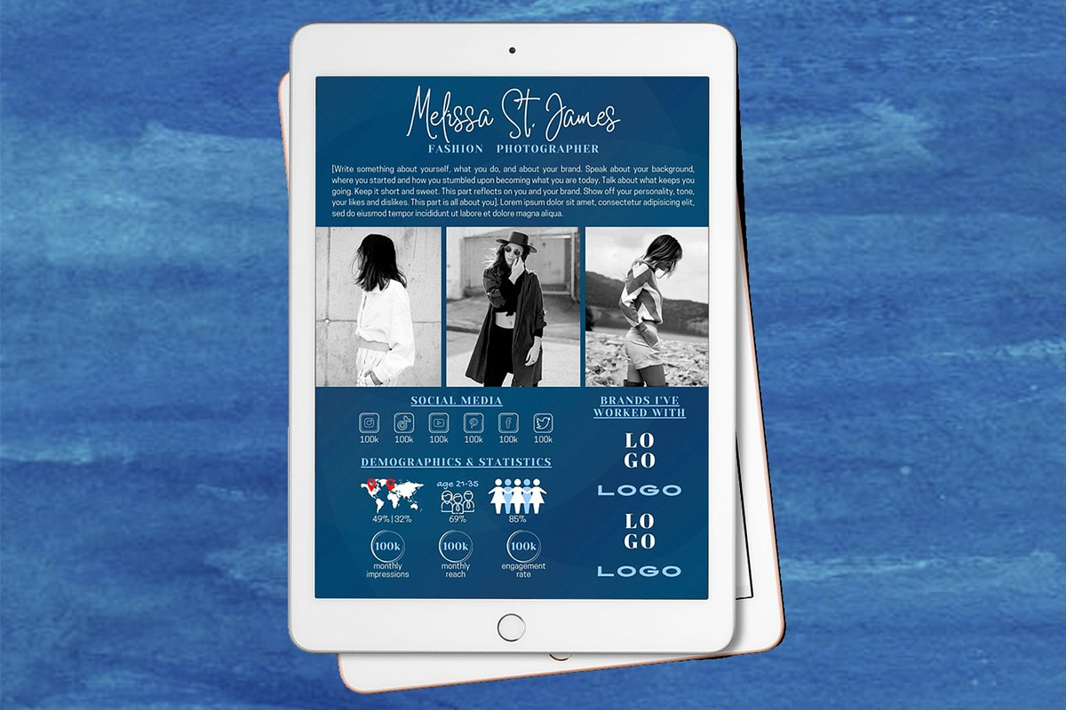 Two Page Media Kit in Navy Blue, a Templates & Theme by ProductiveandFree (Photo 2 of 10)
