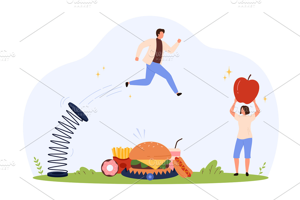 Overcoming Junk Food Addiction, a Food Illustration by Flashvector