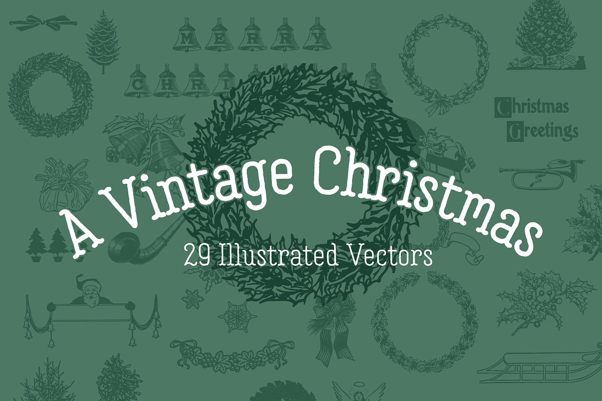 A VINTAGE CHRISTMAS | 29 Vectors, an Illustration by Britt & Kit (Photo 1 of 3)
