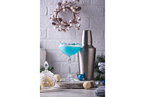 Christmas cocktail with blue curacao, a Food & Drink Photo by Yulia Furman