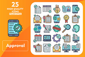 Approval 25 Line Filled Icons, an Icon by Pexelpy