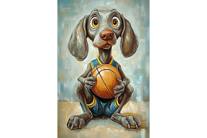 Weimaraner Basketball Art Lovers, an Animal Illustration by Art Paradise Studios