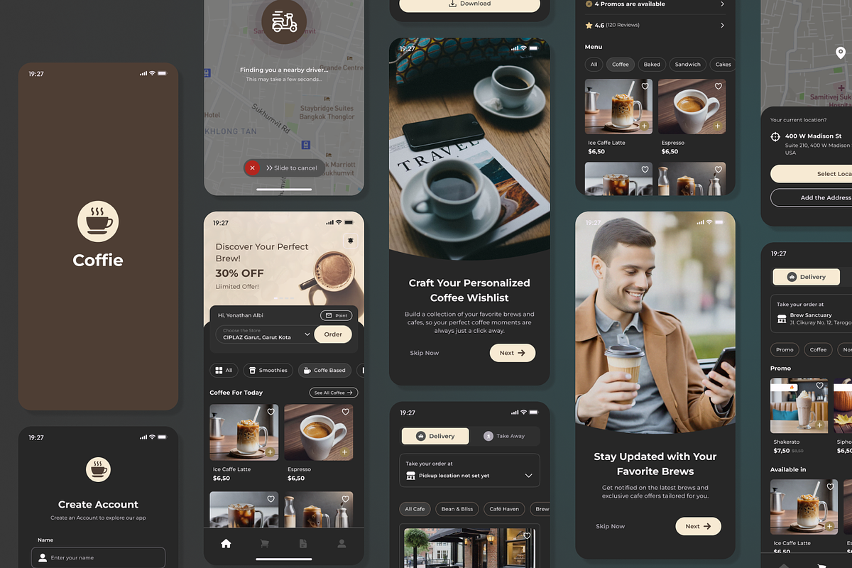 Coffie - Coffee Shop App UI Kit, an UI Kit Template by Nait Creative (Photo 4 of 7)
