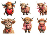 Valentines Haighland cow Clipart, an Illustration by Designworld (Thumbnail 4 of 5)