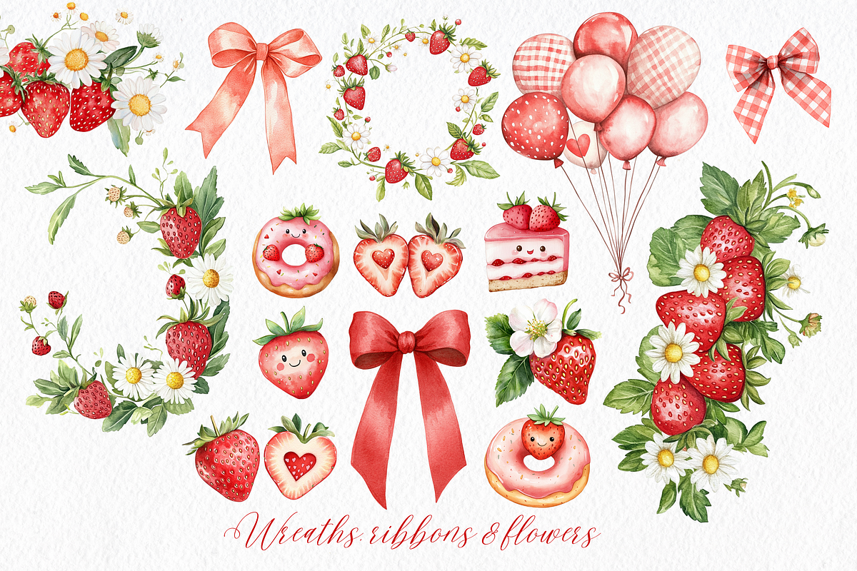 Berry Cute Strawberry Clipart, an Illustration by ClipArtCharm (Photo 5 of 5)
