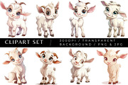 8 Baby Goat Clipart Set, an Animal Illustration by Inknfolly (Thumbnail 1 of 6)
