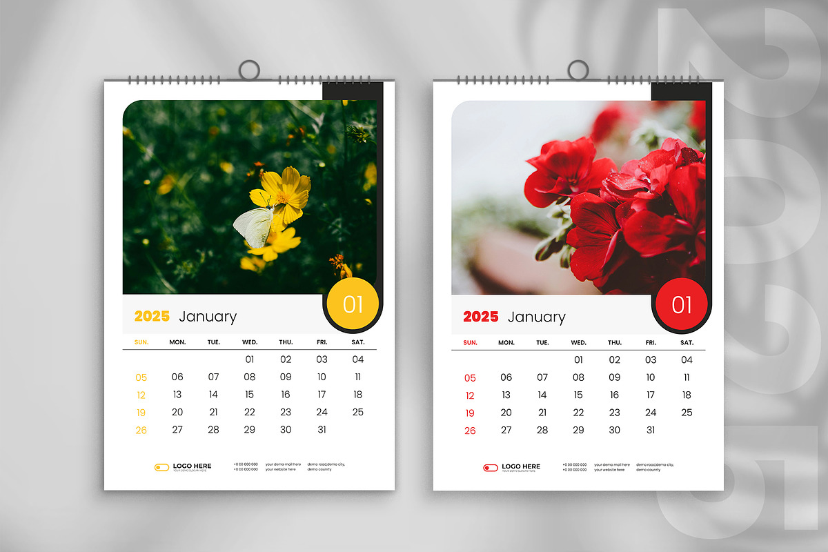 2025 wall calendar design template, a Stationery Template by Tanmoy Topu