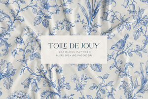 Vintage Blue Toile Seamless Pattern, a Pattern Graphic by Olya Creative