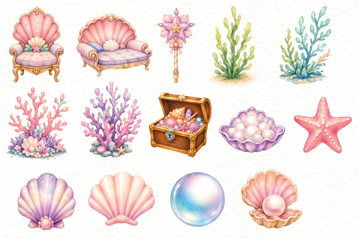 Mermaid Clipart, a Person Illustration by Villa 11 Estudio (Photo 4 of 7)