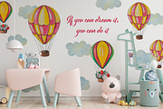 Hot Air Balloons Watercolor Clipart, a Transportation Illustration by AnastasiaWatercolor (Thumbnail 8 of 9)