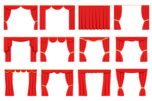 Cartoon red theater curtains, an Object Illustration by Valerie Bodnar