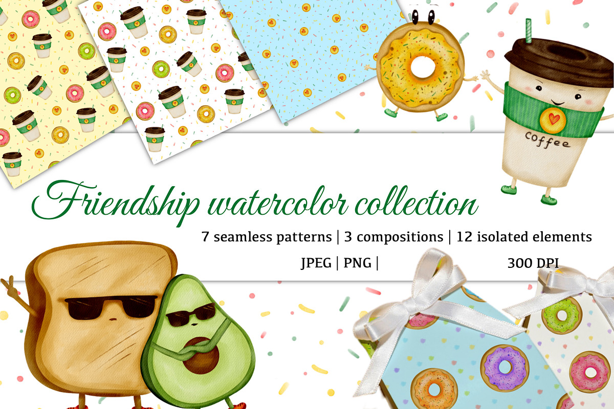 Cute Food Friends Clipart, a Food Illustration by ZabolotnaArt (Photo 1 of 7)