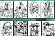 Halloween Skeleton Coloring Book, an Animal Illustration by Printable Design Store (Thumbnail 3 of 7)