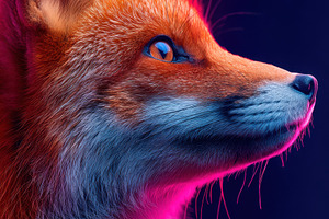 Vibrant fox portrait with dramatic lighting, an Animal Photo by AlyaAnd