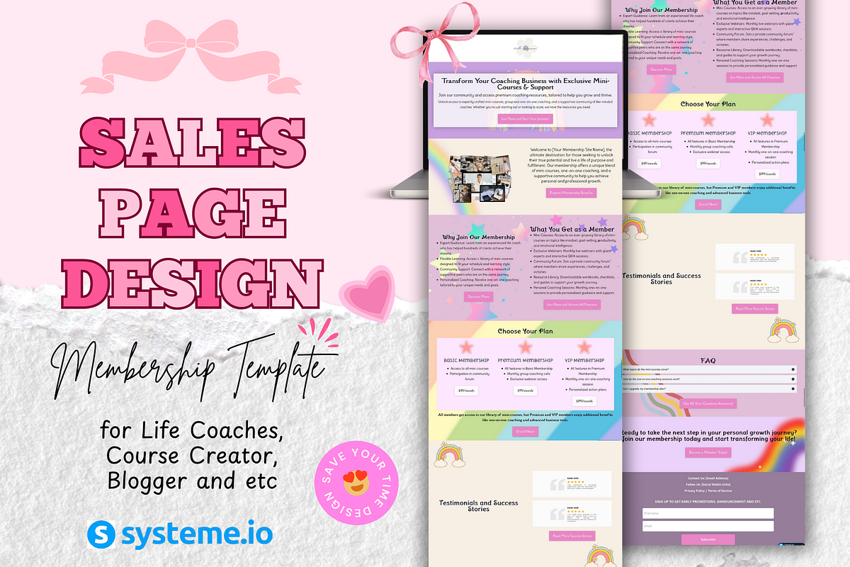Membership Site Design Template, a Branding & Logo Template by bellaROSEworkshop (Photo 1 of 10)
