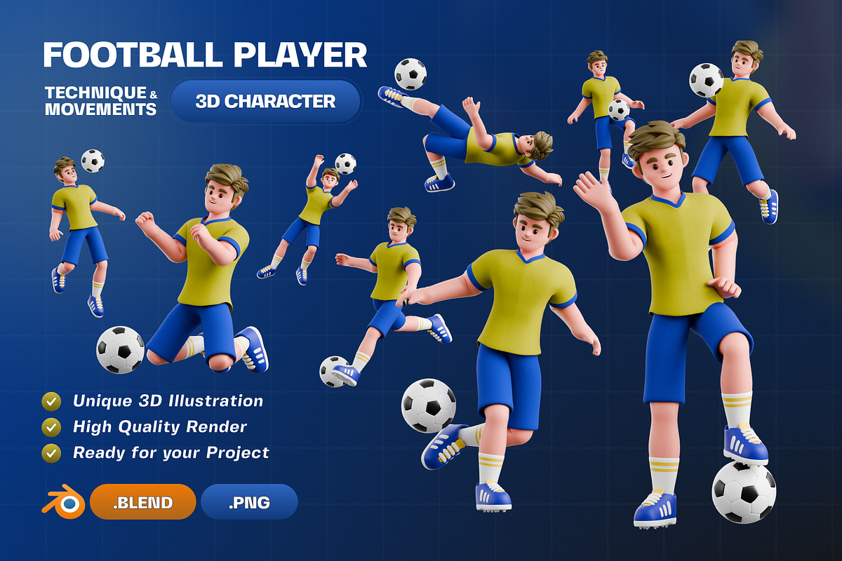 Football Player 3D Character Pack, a Characters & Person 3D Model by Haps Space (Photo 1 of 4)