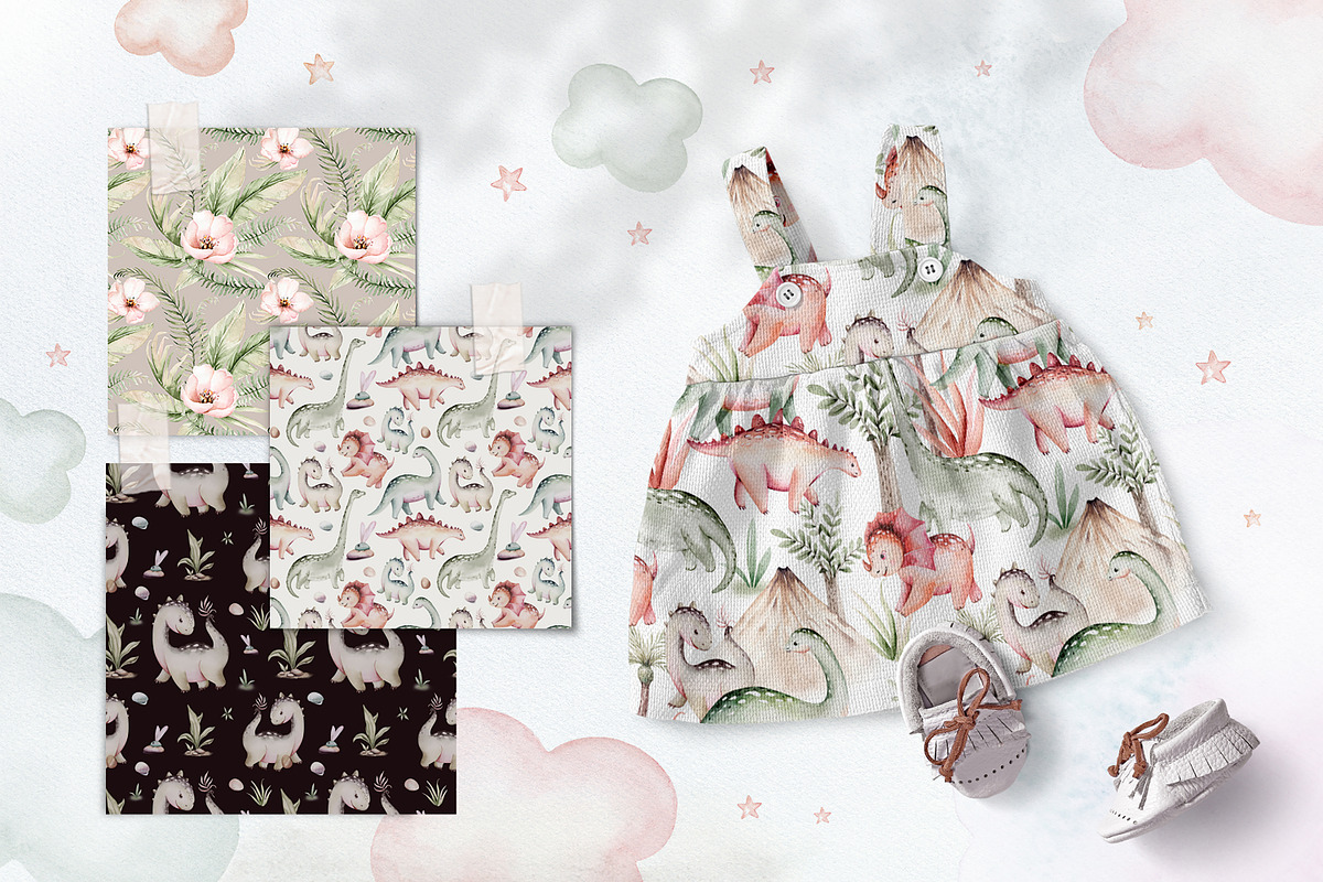 Dino Party watercolor set, an Animal Illustration by Peace ART (Photo 7 of 10)
