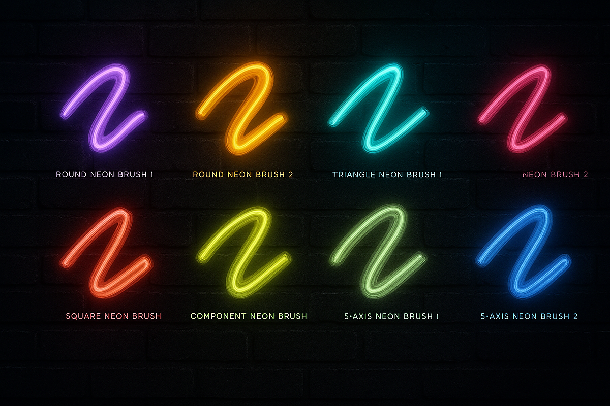 Neon Light Procreate Brushes, a Brush Add-On by GearShift (Photo 2 of 6)