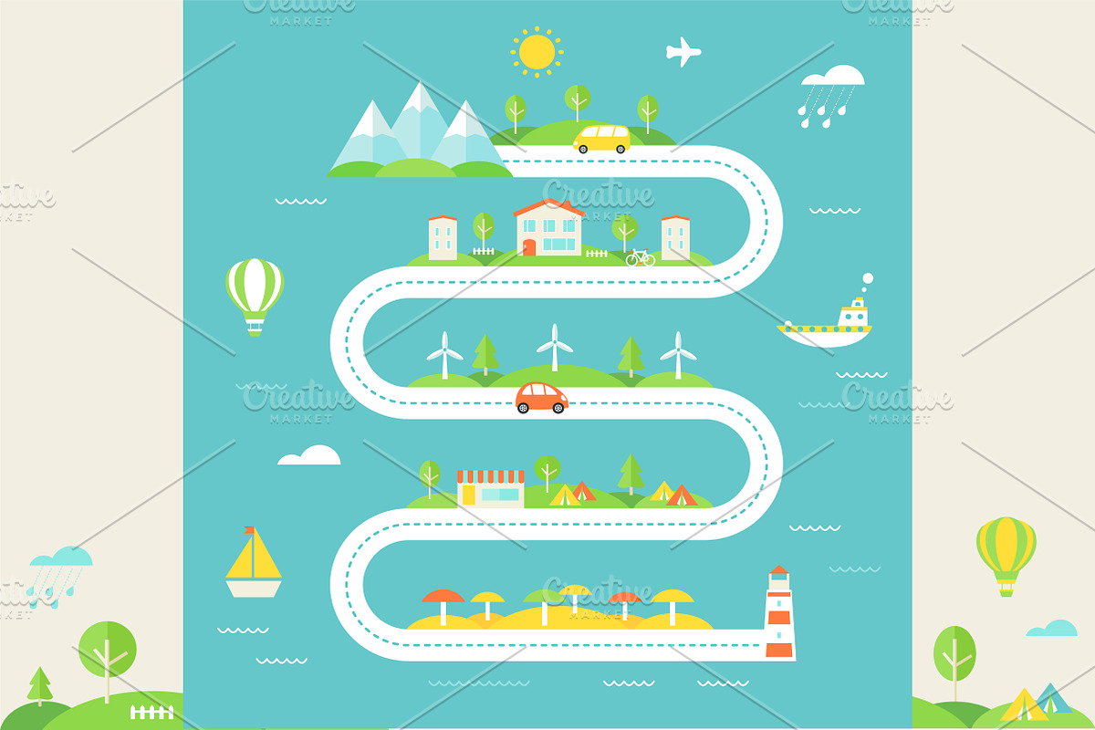 Tourism and Travelling Road, an Illustration by Julia Batsheva