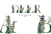 Watercolor forest deers alphabet., a Decorative Illustration by TaPilipa (Thumbnail 1 of 4)
