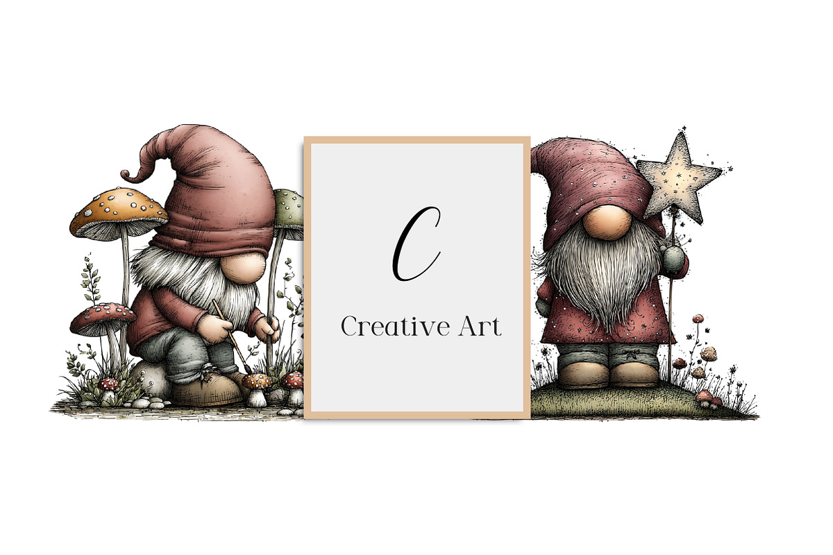 Whimsical Gnome Clipart Bundle, an Illustration by Creative Art (Photo 7 of 11)