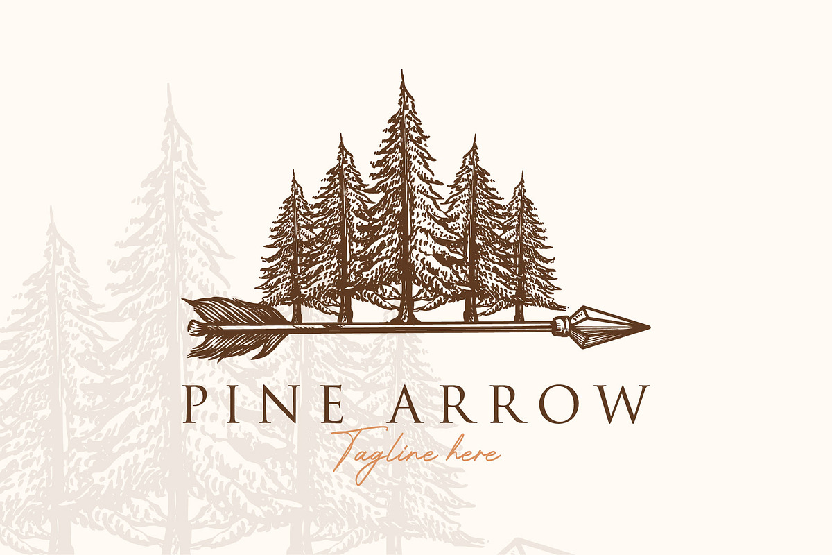 Vintage retro Pines cedar tree, a Branding & Logo Template by Vinsvectory (Photo 2 of 3)