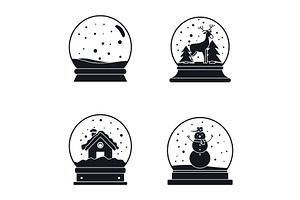 Snow globe ball christmas icons set, an Object Illustration by Ylivdesign